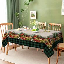 Față de masă cu fructe în carouri de Crăciun, 1 buc/10 buc, potrivită pentru cină și picnic, față de masă impermeabilă și ușor de curățat pentru petrecere la masă, decor dreptunghiular pentru casă pentru masă, bar, masă de cafea, picnic în aer liber, terasă la restaurant, decor pentru petrecere, cadou pentru sărbători, utilizare în interior și exterior, disponibilă în mai multe dimensiuni