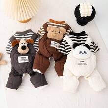 Jesienno-zimowe, ciepłe, pluszowe, dwuwarstwowe bawełniane ubranka dla psów z kreskówkową grafiką, odpowiednie dla pudli, bichonów frise i innych małych psów