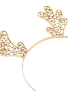 1pc Children's European And American Fashion Deer Horn Hair Hoop Alloy Headpiece Party Decoration Christmas Day Water Diamond Hair Decoration Deer Horn Headband, Suitable For Children's Christmas Matching Use