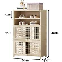 7Tier Shoe Rack Cabinet With Flip Doors Wooden Dustproof Shoe Storage Organizer 60*32*106cm SpaceSaving Entryway And Hallway Shoe Cabinet Milk White