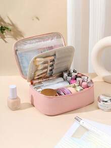 Borsa cosmetica in pelle PU per donna, alta capacità, portatile, di lusso, per celebrità online di alta gamma, borsa per cosmetici e articoli da toeletta, semplicità urbana, buona per conservare i cosmetici, aiuto per lo stoccaggio domestico