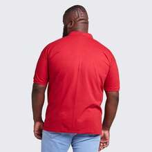 Men's Plus Size Cotton Polo Shirt - Red - View 2