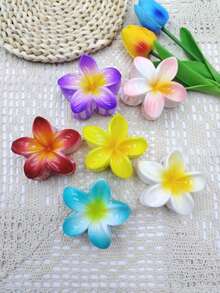 1pc/3pcs/4pcs/6pcs/9pcs 8cm Hibiscus Flower Shaped Hair Clips, Blue/Pink/Purple Lightweight Plastic Bathroom Hair Accessories Suitable For Daily Outing, Casual Party, Commute, Beach Holiday, Ponytail, Bun, Face Washing, Makeup, Outfit Matching Fashion Claw Clips