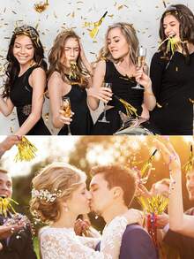 6/12/24/48 pièces Bruiteurs dorés Bruiteurs pailletés Bruiteurs à franges métalliques pour adultes Anniversaire Remise des diplômes Événements sportifs Fête du Nouvel An 2025 Fournitures de fête