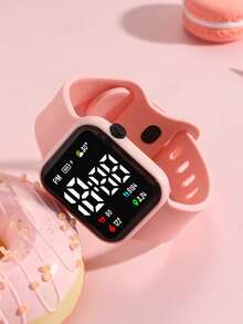 1 件电池供电数字手表，带计步器、LED 显示屏、TPU 表带，适合学生、儿童、青少年、男女，适合运动、户外、礼物和节日