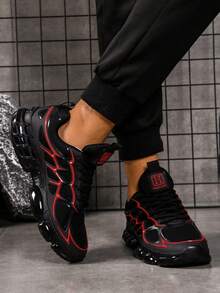 Chaussures de sport à lacets pour hommes, à bout rond. Chaussures de sport pour hommes, blocs de couleurs avec lettres, légères et respirantes. Baskets épaisses pour hommes, antidérapantes et résistantes à l'usure. Chaussures de course de plein air décontractées pour hommes