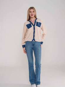 TRICOU CU GLUGĂ PENTRU DAMĂ - Bej - Vizualizare 5