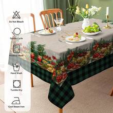 Față de masă cu fructe în carouri de Crăciun, 1 buc/10 buc, potrivită pentru cină și picnic, față de masă impermeabilă și ușor de curățat pentru petrecere la masă, decor dreptunghiular pentru casă pentru masă, bar, masă de cafea, picnic în aer liber, terasă la restaurant, decor pentru petrecere, cadou pentru sărbători, utilizare în interior și exterior, disponibilă în mai multe dimensiuni