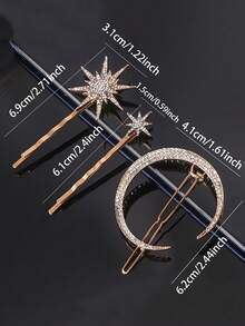 6pcs/3pcs/2pcs/1pc Vintage Stylish Minimalist Faux Pearl & Crystal Star Moon Hair Clips, Suitable For Hair Pins, Headbands, School Supplies Or Faux Pearl Hair Accessories, Side Bangs Clips For Daily, Outdoor, Commute, Party, Travel, Date, Music Festival