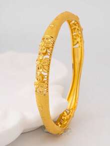 A Set Of Luxury 18k Gold Plated Explosive Bracelets, Dubai African, European And American Women's Bridal Jewelry