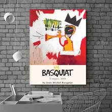 Framed Canvas 2D Flat, Jean-Michel Basquiat Inspired Abstract Art Poster  Vertical Canvas Wall Art With Vibrant Red, Black & Yellow Brush Strokes, Modern Street Art Decor For Living Room, Bedroom, Office, Bathroom, 2D Flat - 框架 - 查看 3