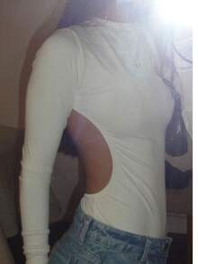 Women's Boddy With Open Back, Long Sleeves, Polyamide, Gringa Style - Của màu trắng - Xem 2