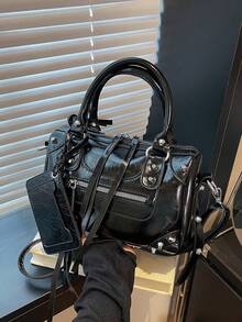 Women's Bag 2025 New Style High-End Sense Shoulder Crossbody Rivet Boston Pillow Bag