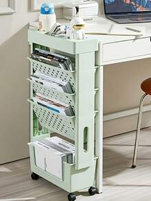 5-Tier Mobile Bookshelf - With 360° Swivel Casters, Easy Assembly, Sturdy Load-Bearing Structure, Space-Saving Vertical Organizer - Suitable For Classrooms, Homes, Offices, Libraries - Can Hold Books, Supplies, Decor