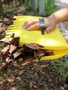 LINKOOL 2 件落叶铲手耙 - 大型塑料花园抓取器，用于拾取树叶、草屑、杂物 - 耐用园艺手动工具套装