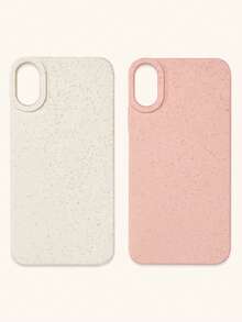 2pcs Wheat Straw Phone Cases, Minimalist Solid Color Phone Cases, Pink & White Phone Cases, Compatible With IPhone & Galaxy, 16, 16 Pro Max, 16 Pro, 16 Plus - Multicolor - View 8