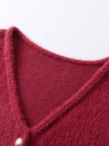 Tenue d'automne élégante et décontractée pour femme de luxe : Cardigan en laine bourgogne avec écharpe à franges, nouvelle collection hiver 2025 pour femmes. Convient pour les fêtes de Noël, Thanksgiving, Halloween, mariages. Top vintage confortable et chaud - Rouge foncé - Voir 9