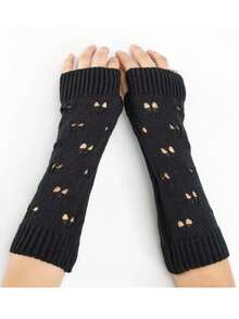 1 pieza Mangas de brazo cálidas y de felpa hechas de lana y tejidas para un excelente calor. El diseño de media longitud sin dedos es perfecto para el uso diario y el esquí en otoño e invierno, y puede ser usado tanto por hombres como por mujeres. Un gran regalo para amigos