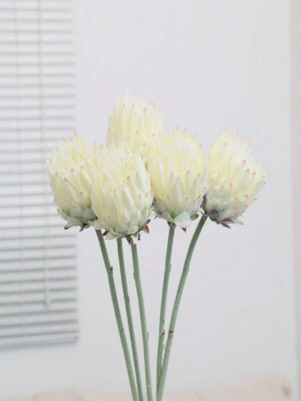 1/2 Pcs Simulation Flocked King Protea Home Decoration Wedding Fake Flowers Photography Props Halloween Christmas New Year Decoration Props, Suitable For Weddings, Birthday Parties And Home Decoration, Desktop Display, Container Not Included