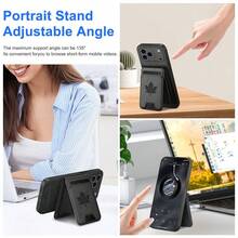 奢华仿皮卡包手机壳，二合一磁吸可拆卸钱包 - 黑色 - 查看 5