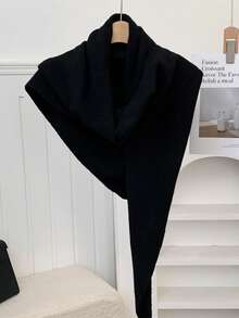 1pc Women's Solid Color Triangular Knit Shawl, Loose Fit, Warm, Elegant Style, Suitable For Outdoor Travel In Autumn/Winter And Snowy Season For Dress