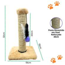 Cat Scratching Post With Exclusive Sisal Toy - 米色 - 查看 3