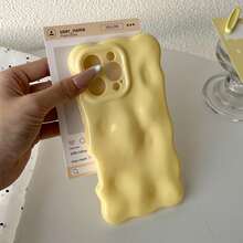 粉彩糖果色软壳 – 3D 立方体设计，搭配立体波浪纹理，防摔轻巧，兼容 - 黃色 - 查看 4