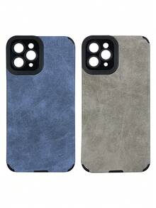 简约奢华仿皮纹理纯色材质，含2个天使眼贴纸，防摔手机壳，兼容，镜头保护，奢华灰，简约蓝，纯色，奢华仿皮纹理手机壳，兼容 16、16 Pro Max、16 Pro、16 Plus，春季派对礼物 - 彩色 - 查看 25