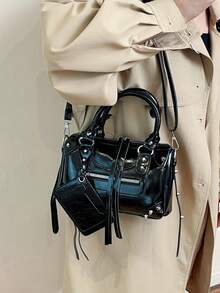 Women's Bag 2025 New Style High-End Sense Shoulder Crossbody Rivet Boston Pillow Bag