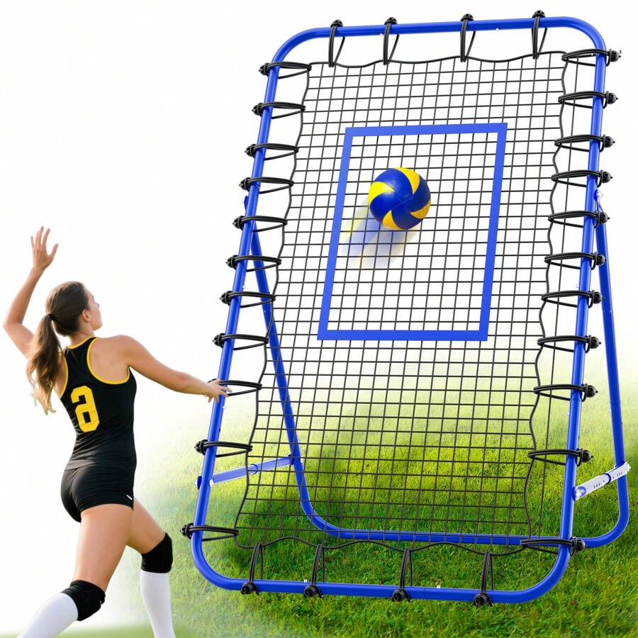 7x4 FT Volleyball Rebounder Net,Ultimate Training Equipment For Volleyball & Lacrosse,Enhanced Bouncing System For Volleying, Bumping, Spiking Drills,Multiple Adjustable Rebound Angles For Customized Practice - Blue - View 1