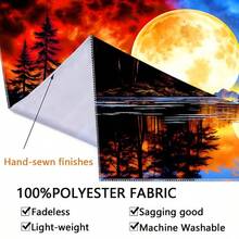 1 pièce Grande taille Impression numérique de paysage de forêt, lac et montagne de rêve. Tapisserie en polyester avec impression esthétique, décoration murale pour salon, chambre, bureau, maison, fête