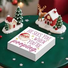 Seria roz de Crăciun, ornament artizanal din lemn de 4,92x4,92 inci, element Moș Crăciun, potrivit pentru decorarea casei, dormitor, sufragerie, masă, cadouri de Crăciun pentru petreceri, cadouri de sărbători