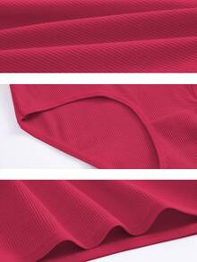 FINETOO 6pcs Pure Cotton High Waist Solid Color Ribbed Briefs, Plus Size Women's Underwear, Suitable For All Seasons - Multicolor - View 4