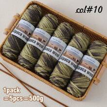 5团/包羊驼毛渐变色纱线，500克高品质多色混纺纱线球，手工DIY材料，适合秋冬季男女时尚礼品，可编织毛衣、围巾、帽子、开衫、手套、打底裤和护膝 - 多种颜色可选 - 彩色羊駝絨 - 查看 15