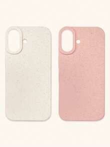 2pcs Wheat Straw Phone Cases, Minimalist Solid Color Phone Cases, Pink & White Phone Cases, Compatible With IPhone & Galaxy, 16, 16 Pro Max, 16 Pro, 16 Plus - Multicolor - View 35