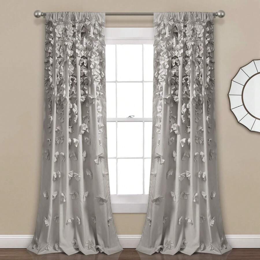 Decor Cortina Riley color marfil, 213 x 132 cm - Gris claro - Ver 1
