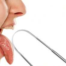 1/2/6pcs Stainless Steel Tongue Cleaning Tongue Scraper Reusable Tongue Coating Cleaning Scraper Silvery U Shaped Tongue - Silver - View 5