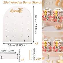 1set 26*35cm/32*40cm Arched White Wooden Donut Stand, Dessert Holder, Party Donut Cake Holder Board Donut Wall Donut Display Board, Wedding Birthday Babe Shower Party Dining Room Table Decorations, Friend Gatherings Kitchen Cooking Stand, Party Decoration Supplies - White - View 15