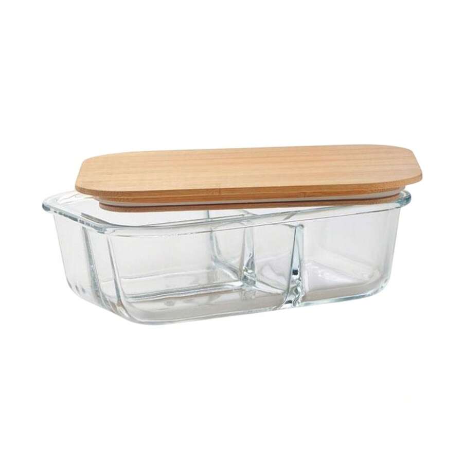 Tundra 3 Bamboo Glass Lunch Box (Transparent) - White - View 1