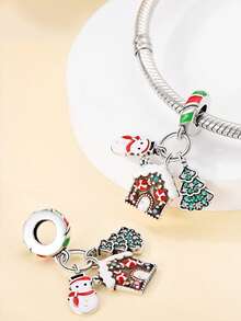 STYFNE 1 pieza Colgante con cuentas de árbol de Navidad, campana, Papá Noel, reno, muñeco de nieve, adecuado para pulseras DIY, joyería de mujer, pequeño regalo diario