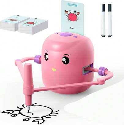 Drawing Robot For Kids With 100 Cards, Voice Interactive Educational Drawing Machine, Montessori Painting Learning Toys For 3 4 5 6 7 8 Year Old Boys Girls Birthday Party