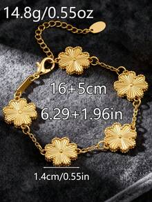 1件优雅女士幸运四叶草手链，百搭奢华设计，情人节、母亲节礼物