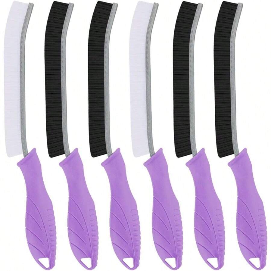CZ Hard Bristle Crevice Cleaning BrushThin Gap Scrub Brush Small Cleaning Brush Grout Brush Kitchen Brush Cleaning Tools For Toilet Bathroom Sink Home Household Window 6 Purple 8502 - 紫色 - 查看 1