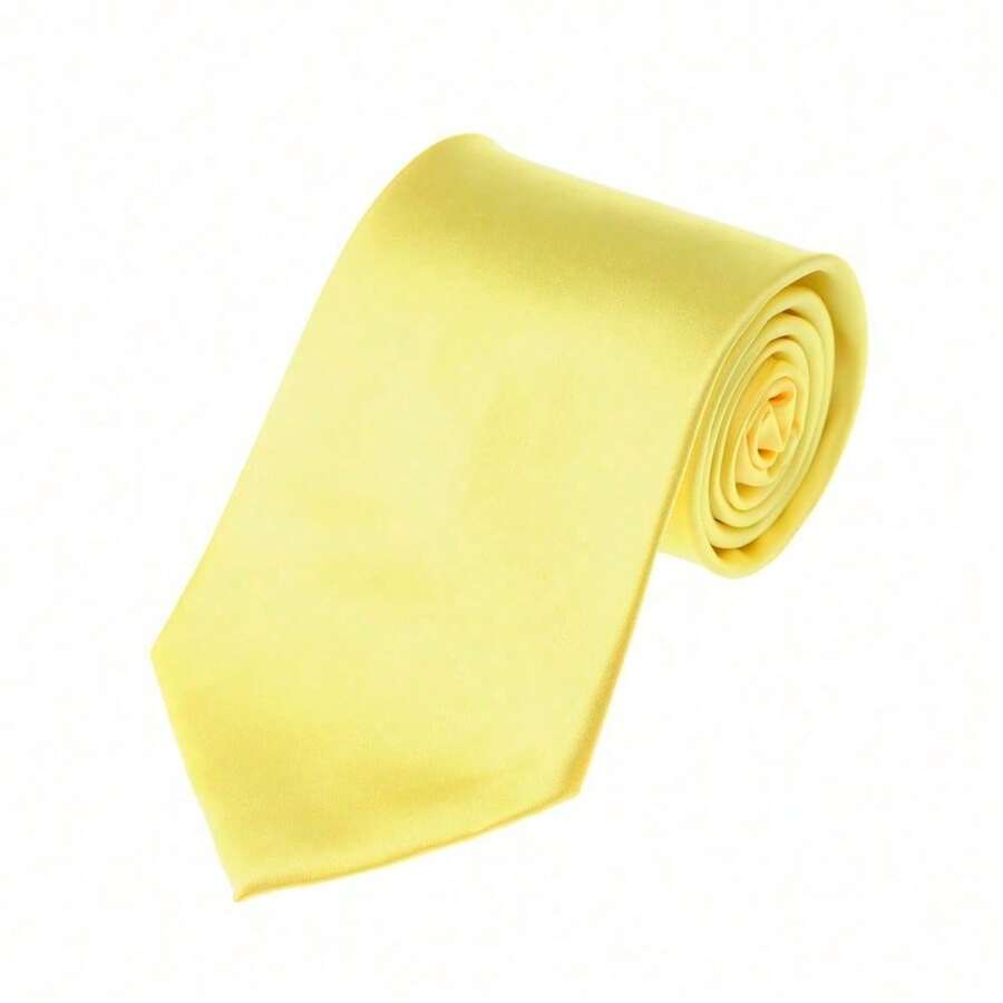 New Hot ! Solid Color Plain Classic Necktie Men's Tie,ZXCFTE - 45-淺黃色 - 查看 1