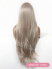 Peruci gri, păr drept, lung, de 32 de inci, cu onduleuri crețe, fără dantelă frontală, sintetice, rezistente la căldură, pentru femei și fete, pentru petreceri zilnice de Halloween, peruci la modă, cadouri perfecte pentru festivaluri pentru doamne