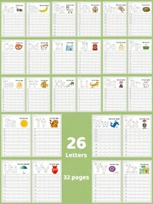 1 Peça Livro de Exercícios de Rastreamento de Letras ABC com 32 Páginas para Crianças, Adequado para Prática de Letras de A a Z na Pré-Escola e Jardim de Infância, Um Livro de Escrita Inicial Interessante com Páginas de Desenho, Cadernos de Cópia e Palavras Mágicas, Um Ótimo Presente, Um Livro de Exercícios, Um Livro de Escrita em Inglês Divertido e Durável, Benéfico para o Retorno às Aulas e Um Presente para Festa de Natal