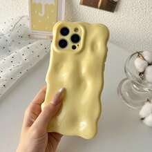 粉彩糖果色软壳 – 3D 立方体设计，搭配立体波浪纹理，防摔轻巧，兼容 - 黃色 - 查看 2