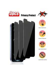 3 件装防窥屏幕保护膜适用于 13 12 11 16 15 14 Pro Max Xs Max Xr 7 8 Plus 薄膜隐私屏幕保护膜