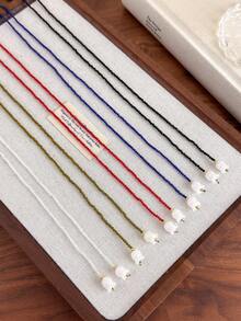 1pc Versatile Lily Of The Valley, Olive Green Crystal Wrap Around Double Layer Necklace - Necklace - View 1