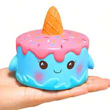 1PC Kawaii Unicorn Blue Cake Squeeze Soft Squishy Slow Rising Cream Scented Fun Toys, Fidget Toys - 彩色 - 查看 2